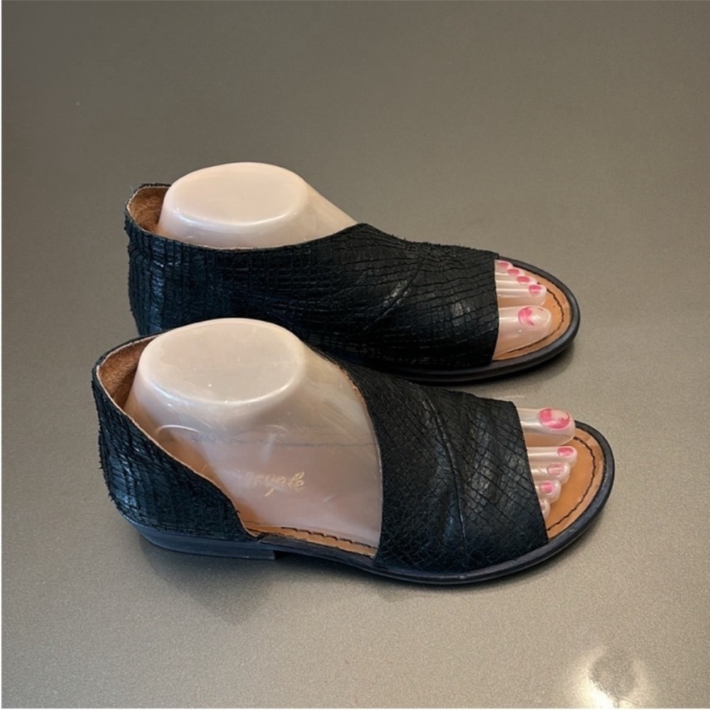 Black Open-Toe Free People Leather Sandals - Picture 4 of 13